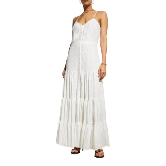 NWT Veronica Beard Alondra Maxi Dress Womens Small Off White Sleeveless Pleated